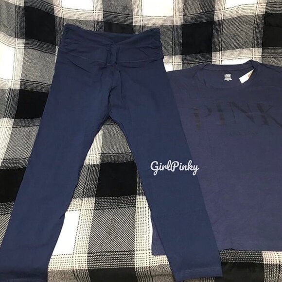 victoria secret PINK leggings outfit with CAMPUS MIDNIGHT NAVY TEE SIZE 2XL - Picture 5 of 11